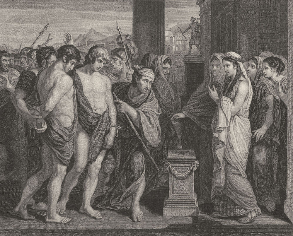 PYLADES AND ORESTES. Benjamin West 1835 old antique vintage print picture